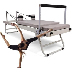 Daudzfunkcionāla saliekama Pilates Reformer treniņu iekārta ar Reformer piederumiem, Reformer Box, polsterēta lecama dēļa, 100 kg ietilpība