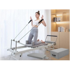 Neliela mašīna Reformer Pilates Reformer salokāms mājās ar 5 regulējamām elastīgām lateksa virvēm, salokāms Pilates Reformer, Pilates Reformer mājās, maksimālā slodze līdz 120 kg