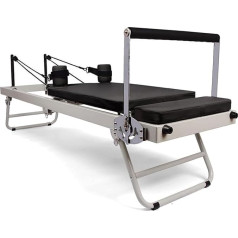 TAUIANE Foldable Pilates Reformer, Pilates Reformer Device for Home, with 5 Metal Resistance Springs, Up to 120 kg Weight Capacity, Pilates Training Device, for Beginners