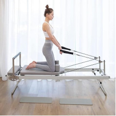 AAADRESSES Salokāma Pilates mašīna, Pilates Reformer mašīna, kompakta jogas gulta mājās, viegli pārnēsājama un uzglabājama, iesācējiem un pieredzējušiem lietotājiem