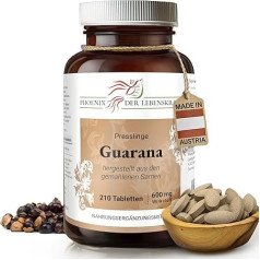 Guarana tabletes 600 mg | 210 tabletes Paullina Cupana | Augstākā kvalitāte no Austrijas | Vegāniskās tabletes kapsulu vietā bez piedevām | Guaranas krūms, Uabano, Brazīlijas kakao, Zoom, Guaraní