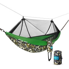 OLIFE Ultralight Hammock ar moskītu tīklu Hammock 2 Person elpojošs kempinga āra Backpacking Underquilt brezenta saderīgs ar integrētu auduma maisu