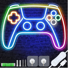 Spēļu neona zīmes sienu dekorēšanai ar 9 gaismām, Gamer neona zīme telpu dekorēšanai, Gamepad formas LED neona zīme, neona gaismas sienu dekorēšanai guļamistabā, spēļu istabā, spēļu istabā