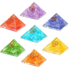 Crocon Seven Colors Onyx Pyramid Set of 7 Feng Shui Chakra Balancing Crystal Reiki Healing Spiritual Good Luck Paperweight Home Office Decor Size: 20-25 mm