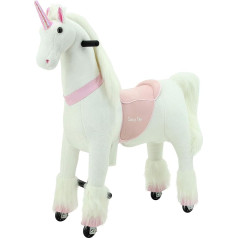 Sweety Toys Plüsch 7264 Reittier groß Einhorn auf Rollen für 4 bis 9 Jahre-Riding Animal, Weiss