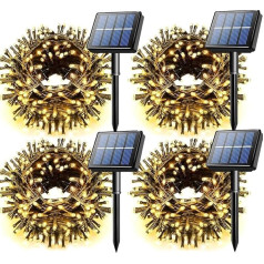 Voolex 4 Solar Fairy Lights Outdoor 100 LED 10 m Fairy Lights Solar Outdoor Weatherproof 8 Modes Solar Fairy Lights Warm White Fairy Lights Outdoor Solar for Outdoor Garden, Yard, Wedding Decorations