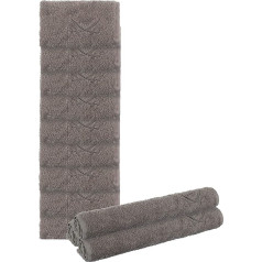 Sansibar Flannels Set of 12 with Embroidered Sabre Logo Hand Towel Guest Towel 100% Cotton 30 x 30 cm Taupe