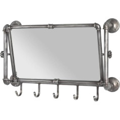 HAKU Möbel Wandgarderobe anthrazit, Metall, Spiegel - Maße: B 75 cm x H 45 cm x T 16 cm, Stils: Industrial