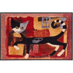 Salonloewe Rosina Wachtmeister Fußmatte Ivano ar peli 50x75 cm Eingangs-Matte Haustür waschbar Katzen bunt rot