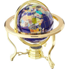 Einzigartige Art 25,4 cm x 6 Lapislazuli blau Ocean Tisch Top Edelstein World Globe mit Gold Stativ