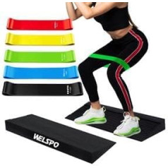 Welspo Squat Wedge paklājs ar piecām stiepšanās lentēm fitnesam, apmācībai un stiepšanai