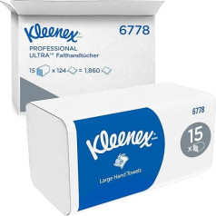 Kleenex Ultra 6778 Interfold towels, 2-ply, 15 packs x 124 cloths, white