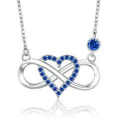 BlingGem Sieviešu kaklarota 925 Sterlinga sudraba kaklarota ar apaļas griezuma cirkoniju bezgalības sirds mūžīgi kopā kaklarota bezgalības sieviešu kulons dāvana 48 cm
