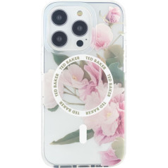 Ted Baker Flower Placement Antishock Case saderīgs ar iPhone 15 Pro saderīgs ar Magsafe - Clear Cream