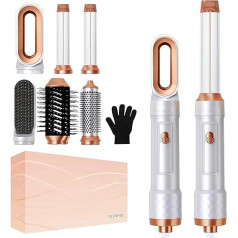 Airstyler 6-in-1 matu veidotājs, matu taisnotājs, matu iztaisnotājs matu apjomam, iztaisnošanai, ieveidošanai, ieveidošanai un ieveidošanai ar silta gaisa suku, apaļa birste matu fēns, automātiskā matu taisnotāja birste.