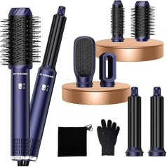 Atopskins hairstyler 6 in 1 Air Styler set mit 1000W Haartrockner, Lockenstab, Warmluftbürste, Föhnbürste, Rundbürstenföhn, Glättbürste, Geben Sie dem Haar Volumen, Glätten, Locken und Föhnen