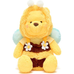 Disney Store Japan Oficiālā Vinnija Pūka bišu rotaļlieta, 34 cm, plīša lācēns bišu kostīmā ar velūra spārniem un antenām
