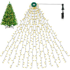 BELLALICHT Ziemassvētku eglīšu pasaku gaismiņas, 400 LED diodes, 2 m augstums, 16 virtenes, LED Ziemassvētku eglīšu apgaismojums ar gredzenu, 8 režīmi, 90 cm līdz 220 cm eglītei, silta gaisma