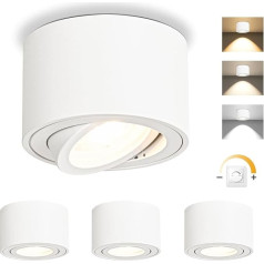 GeyouLux LED virsmu prožektori, dimmējami, īpaši plakani, pagriežami 30° leņķī, diametrs 80 x 50 mm, balti griestu prožektori, ietilpst 5 W 500 LM LED modulis 230 V - 3000 K/4000 K/6500 K griesti