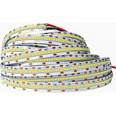 Tesfish 24 V LED lentu gaisma, dabiski balta, 4000 K Pro versija, īpaši spilgta, 5 m LED lentu gaisma SMD 2025 IP20 420 LED/M, kopā 2100 LED gaismas diodes, LED lentu LED lentu guļamistabai, virtuves dekorēšanai