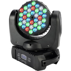 Areyourshop Moving Head LED, skatuves gaisma 36 x 3 W RGBW ar 9/16 kanālu DMX-512, DJ gaisma Ziemassvētkiem, DJ bāriem, dzimšanas dienai, disko kāzām, kustīgās galvas 6 sarkanas 12 zaļas 12 zaļas 12 zilas 6 baltas regulējamas lampas