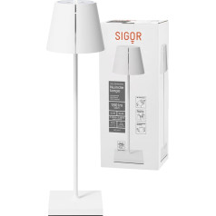 SIGOR Nuindie Tango dimmable LED akumulatora galda lampa ar grozāmu lampas galvu, augstums 38 cm, uzlādējama ar USB-C, 12 stundu apgaismojuma laiks, sniega balta