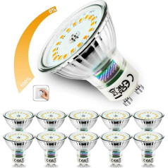 Allesgute GU10 LED Warm White 5 W Dimmable LED Lamp Glass Bulbs 700 lm LED spuldzes aizstāj 45 W halogēna spuldzes 230 V gaismas leņķis 120° Pack of 10