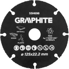 Graphite HM griešanas disks kokam un plastmasai 125 x 22,2 mm