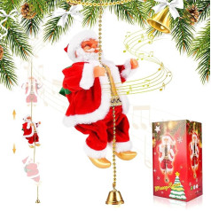 Auniq Kāpšana pa virvi Santa Claus ar mūziku Ziemassvētku elektriskā Ziemassvētku vecīša rotājumi Kāpšana Santa Toy Hanging Ziemassvētku lelle Ziemassvētku figūra Ornaments sienām Logi