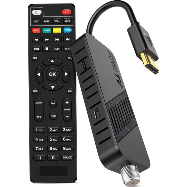 LEYF DVB-S2 satelīta uztvērējs, Full HD 1080P HDMI TV stick, satelīta uztvērējs, paslēpts aiz televizora, digitālais displejs, H265 HEVC Main 10 Bit, 2-in-1 universāla tālvadības pults, USB