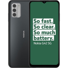 Nokia G42 5G ar 5G savienojumu, Android 13, 6,56 collu HD+ displeju, trīskāršu 50 MP KL kameru, akumulatora darbības laiku līdz 3 dienām, OZO 3D audio uztveršanu un QuickFix dizainu - pelēks