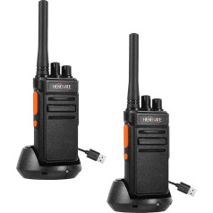 HESENATE HT66 Radio, PMR446 Walkie Talkies, liela darbības rādiusa radio, rokas radio Woki Toki, 16 kanālu Walky Talky, Scan VOX ar USB C uzlādes staciju (melns, 2 komplektā)