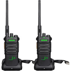 Retevis RT86 Walkie Talkie, profesionāla liela darbības rādiusa rācija, 2600 mAh, ekrāns, izturīgs, avārijas signāls, uzlādējama augstas veiktspējas rācija pieaugušajiem, industriāla (melna, 2 gab.)