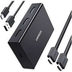 UGREEN HDMI 2.0 sadalītājs 1 in 2 Out 4K @ 60Hz HDMI sadalītājs diviem monitoriem Atbalsta HDCP 2.2, 3D, HDR, EDID HDMI slēdzis Saderīgs ar TV, PS4/5, monitoru, projektoru