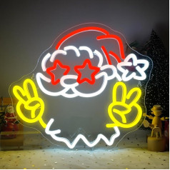 Looklight Santa Claus Neon Sign Merry Christmas Neon Lights for Wall Decoration Christmas LED Light Advertising Hat Santa Neon Advertising for Bedroom Living Room Bar Christmas Party