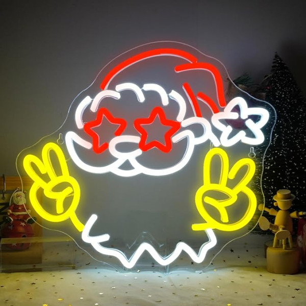 Looklight Santa Claus Neon Sign Merry Christmas Neon Lights for Wall Decoration Ziemassvētku LED gaismas reklāmas cepure Santa Santa Neon reklāma guļamistabai Dzīvojamā istaba Bārs Ziemassvētku pusei