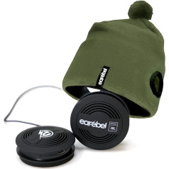 Earebel Sound by JBL Bluetooth 5.0 On-Ear austiņas ar mikrofonu - Sport Impulse Beanie Army Green ar austiņām skriešanai, treniņiem, sporta zālei, treniņiem - saderīgas ar Apple un daudz ko citu