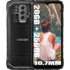 DOOGEE Blade 10 Ultra viedtālrunis bez līguma (2024), 20GB + 256GB, 10,7 mm plāns, bez SIM kartes, izturīgs 4G, 50MP kamera + 8MP ārā, 5150mAh akumulators, Android 14, 6.56