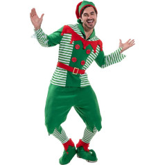 EraSpooky Adult Santa Helper Elf Costume Red Green