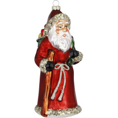 Inge-glas Christmas Tree Decoration Glass 14 cm Santa Claus with Gift Bag Christmas Baubles Santa Claus Red