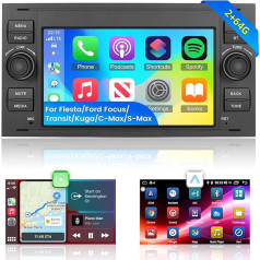 2+64G Android 13 auto radio Ford Transit Fiesta Focus Galaxy Mondeo Fusion Kuga C-Max S-Max Connect ar Carplay & Android Car - 7 collu radio atbalsts WiFi GPS SWC + atpakaļgaitas kamera un mikrofons