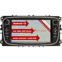 M.I.C. AF7 Android 12 Auto radio ar satelītnavigācijas sistēmu Qualcomm 665 4G + 64G Navigācija Ford Focus MK2 Mondeo Cmax Galaxy Smax: SIM DAB BT 5.0 WiFi 2DIN 7 collu IPS rūdīts stikls USB SD