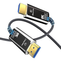 DGHUMEN 8K 4K HDMI optiskās šķiedras kabelis 20 m, 48 Gbps optiskais HDMI 2.1 kabelis, ātrdarbīgs neilona pinuma kabelis 8K @ 60Hz 4K @ 120/144Hz HDR eARC 3D Dolby HDCP 2.2 PS5, Xbox Series X, PC, TV