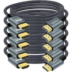 Twozoh 4K HDMI kabelis 1M 5 Pack Nylon Braided High Speed HDMI to HDMI Cable Support 18Gbps PC projektors HDTV Xbox