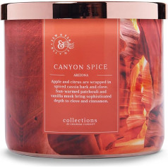 Colonial Candle Scented Candle in Glass with Lid | Canyon Spice | Kanjona garšvielu aromāts | Kanjona aromāts | Svece ar 3 daktīm | Sveces ilgs degšanas laiks (60 h) | Sveces sarkanas (411 g)