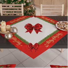 PETTI Artigiani italiani - Ziemassvētku rotājums Virtuves galda rotājums Ziemassvētku galda klājējs 90 x 90 cm galda klājējs ar sarkanu loku 100% ražots Itālijā