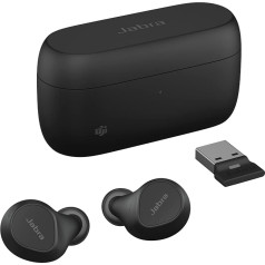 Jabra Evolve2 Buds True Wireless In-Ear Bluetooth austiņas ar aktīvu trokšņu slāpēšanu, MultiSensor balss tehnoloģiju un bezvadu uzlādes paliktni - MS Teams un visām populārākajām sanāksmju programmām - melnas krāsas