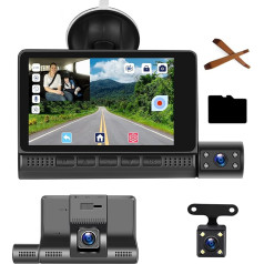 Hodozzy Dashcam Car FHD Auto kamera 4 collu Full HD 1080P Touch Screen, 3 kameru cilpas ierakstīšana, WDR Super nakts redzamības G-sensors Autostāvvietas uzraudzība, kustības noteikšana, Dash Cam ar 32G SD karti, atpakaļgaitas kamera