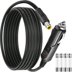 Xiatiaosann Car Cigarette Lighter to DC8 mm 12 V Cable, DC7909 7,9 x 0,9 mm auto lādētāja barošanas avots Bluetti portatīvajai barošanas stacijai, auto DVR, Bluetooth skaļrunim, kamerai, GPS, portatīvajam datoram, 18AWG, 1,5 m