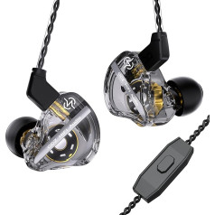 keephifi CCZ DC01 Pro In-Ear Monitor austiņas, 1DD Bass HiFi IEM austiņas, V-veida vadu austiņas, noņemami 2-pin Z-OFC kabeļi mūziķiem, bundziniekiem (melnas, ar Micro)